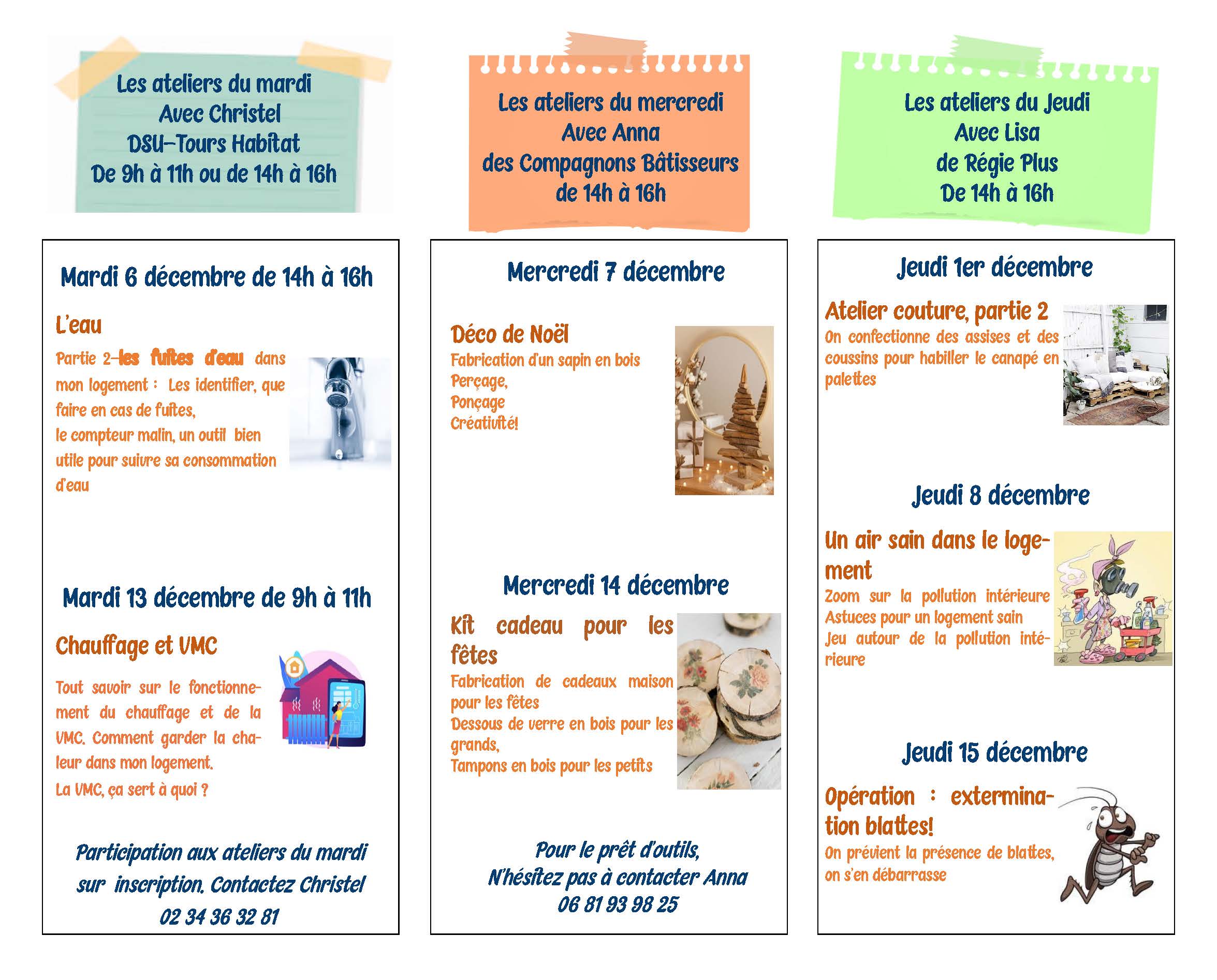 planning appartement pédagogique décembre